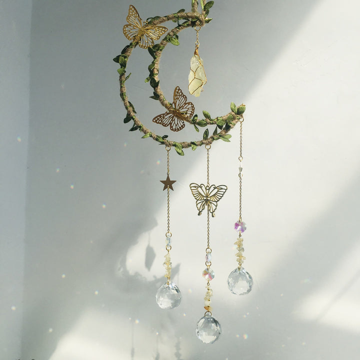 Olivenorma Natural Crystal Vine Moon Butterfly Wind Chime - image 5