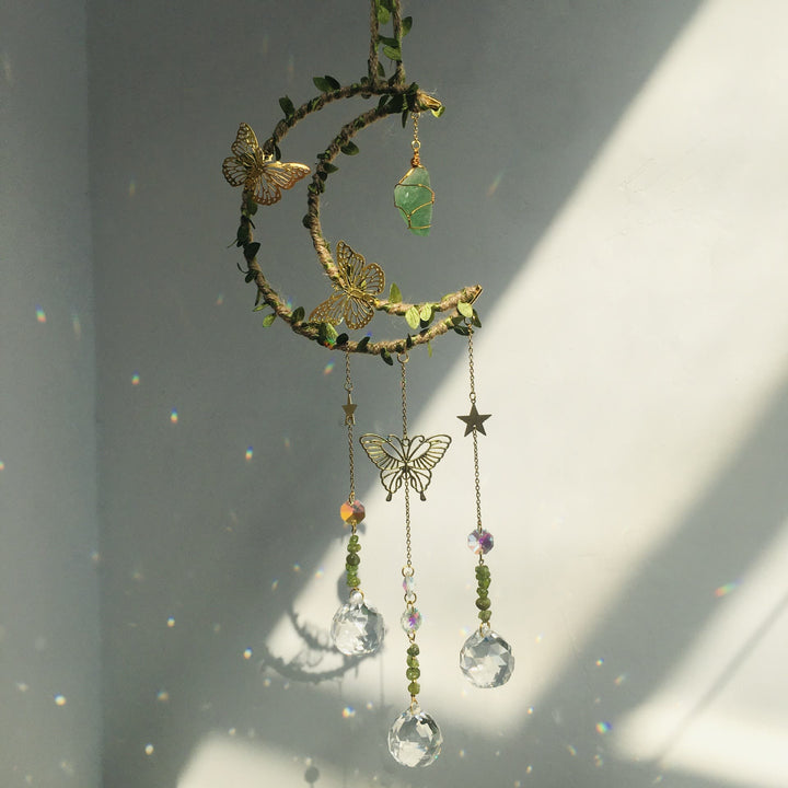 Olivenorma Natural Crystal Vine Moon Butterfly Wind Chime - image 12