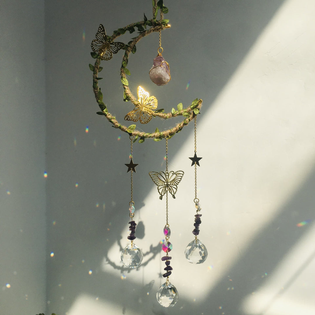 Olivenorma Natural Crystal Vine Moon Butterfly Wind Chime - image 1