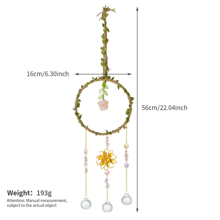 Olivenorma Natural Crystal Vine Ring Lotus Wind Chime - image 14
