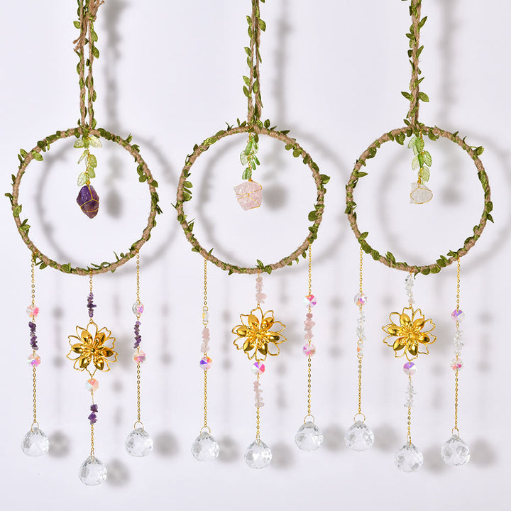 Olivenorma Natural Crystal Vine Ring Lotus Wind Chime - image 13