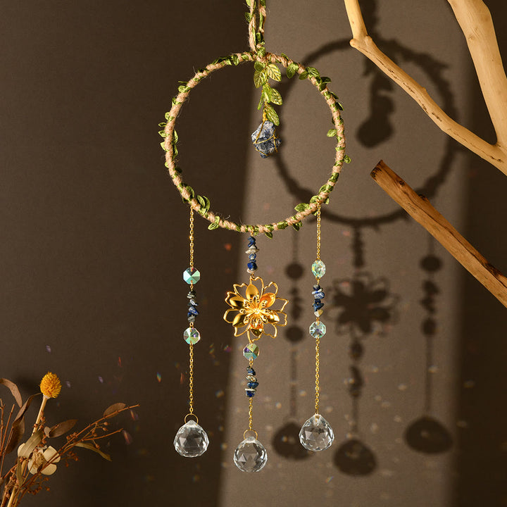 Olivenorma Natural Crystal Vine Ring Lotus Wind Chime - Lapis Lazuli - image 7