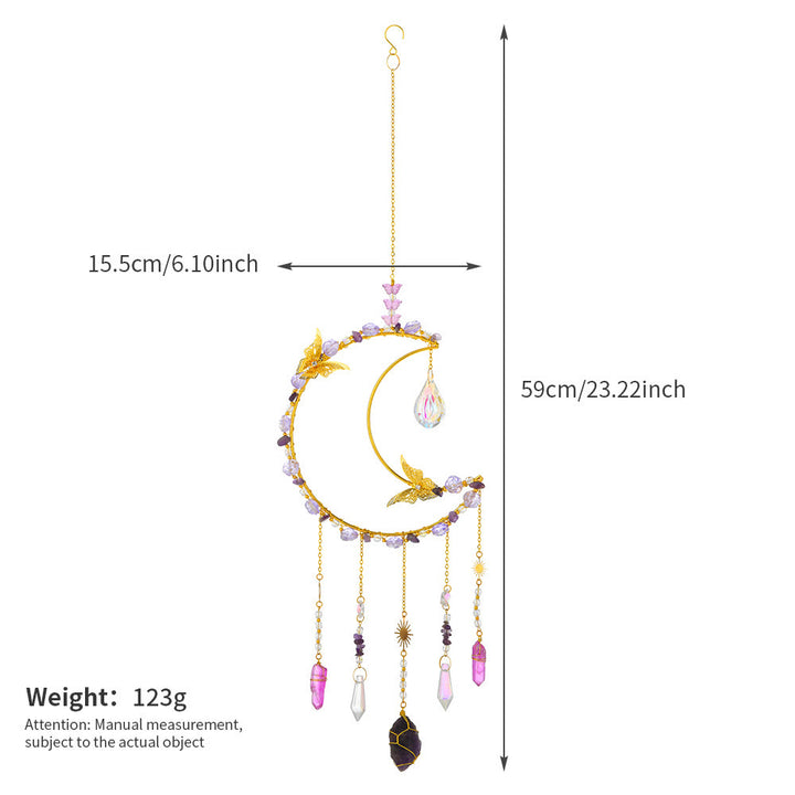 Olivenorma Natural Crystal Woven Moon Butterfly Wind Chime - image 10