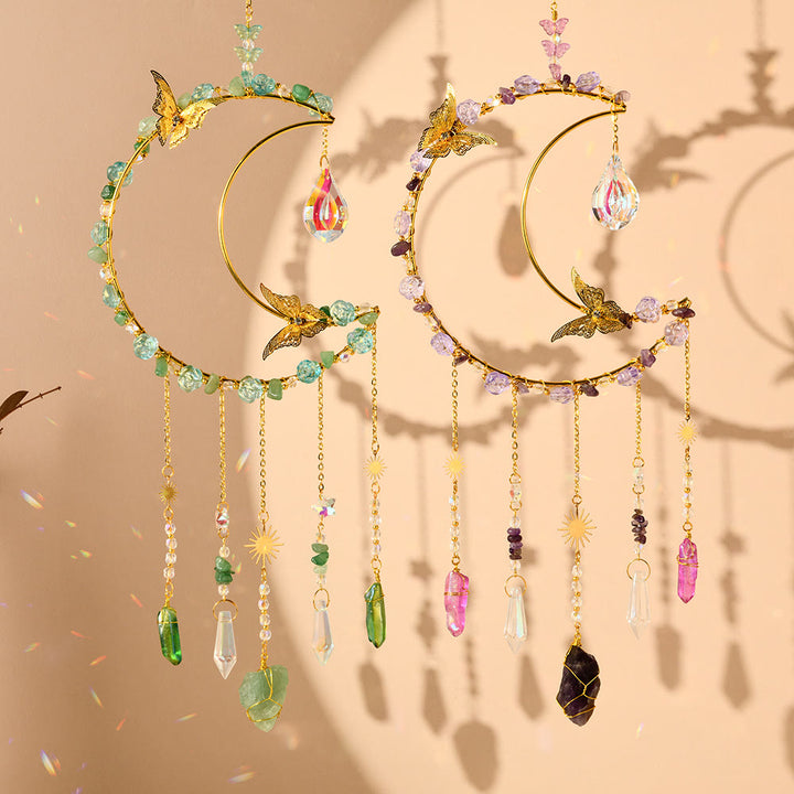 Olivenorma Natural Crystal Woven Moon Butterfly Wind Chime - image 9