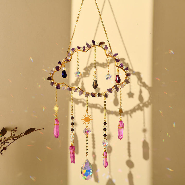 Olivenorma Amethyst Rose Quartz Gravel Cloud Wind Chime - Amethyst - image 1