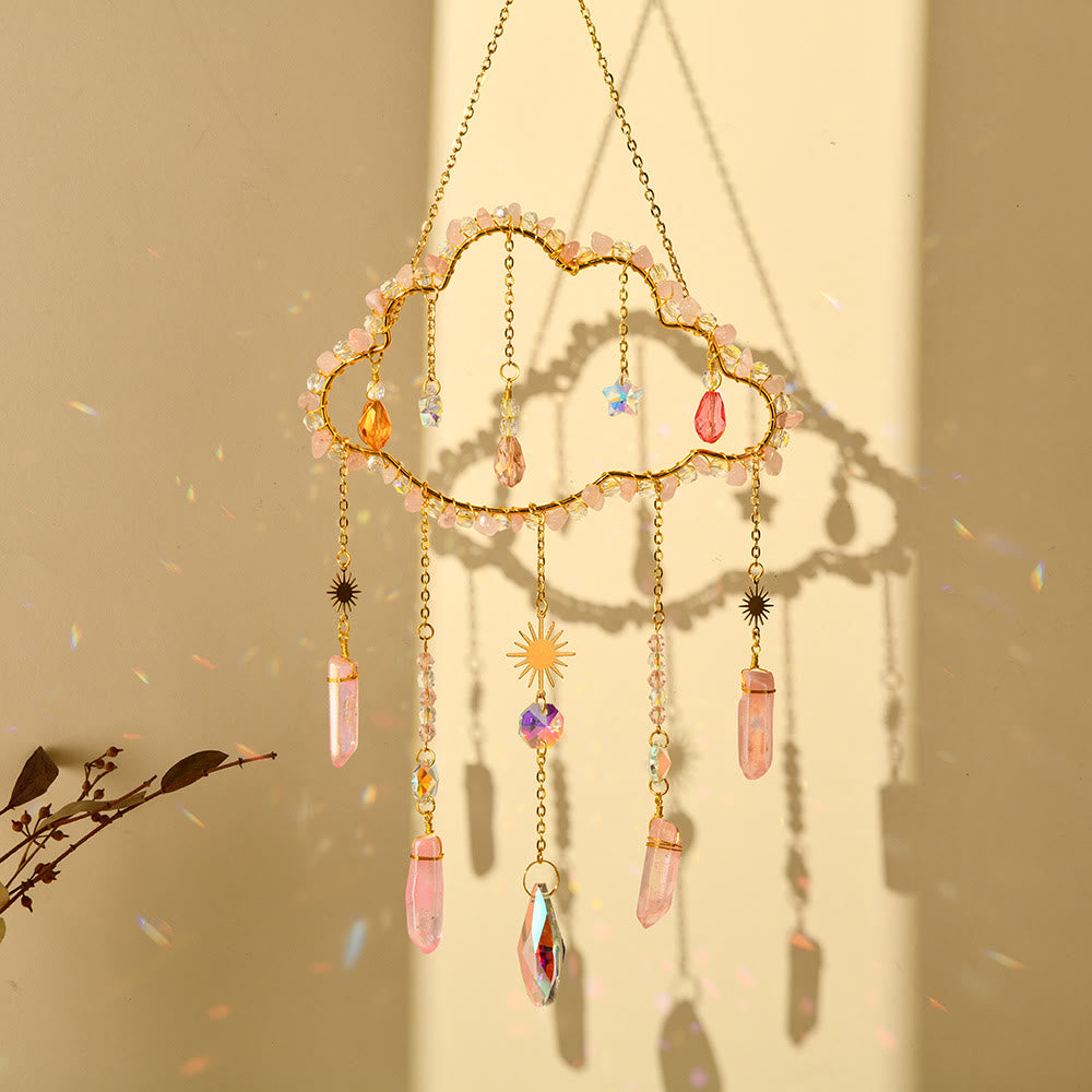 Olivenorma Amethyst Rose Quartz Gravel Cloud Wind Chime - Rose Quartz - image 13