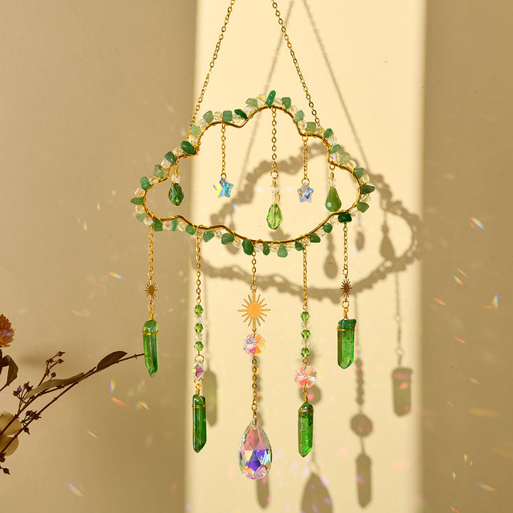 Olivenorma Amethyst Rose Quartz Gravel Cloud Wind Chime - Green Aventurine - image 7