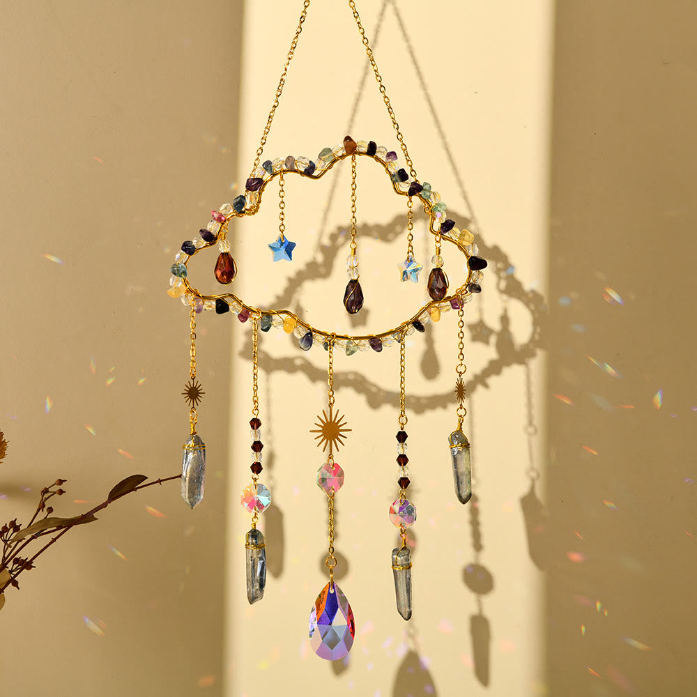 Olivenorma Amethyst Rose Quartz Gravel Cloud Wind Chime - Fluorite - image 5