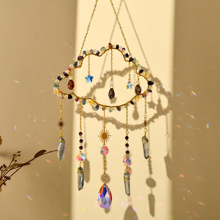 Olivenorma Amethyst Rose Quartz Gravel Cloud Wind Chime - Fluorite - image 5
