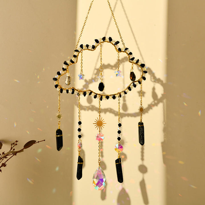 Olivenorma Amethyst Rose Quartz Gravel Cloud Wind Chime - Obsidian - image 9