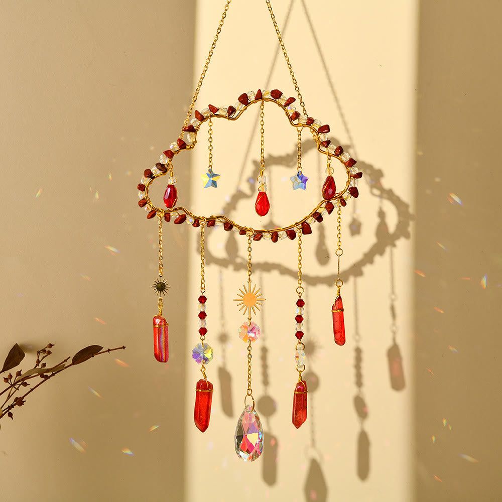 Olivenorma Amethyst Rose Quartz Gravel Cloud Wind Chime - Red Jasper - image 11
