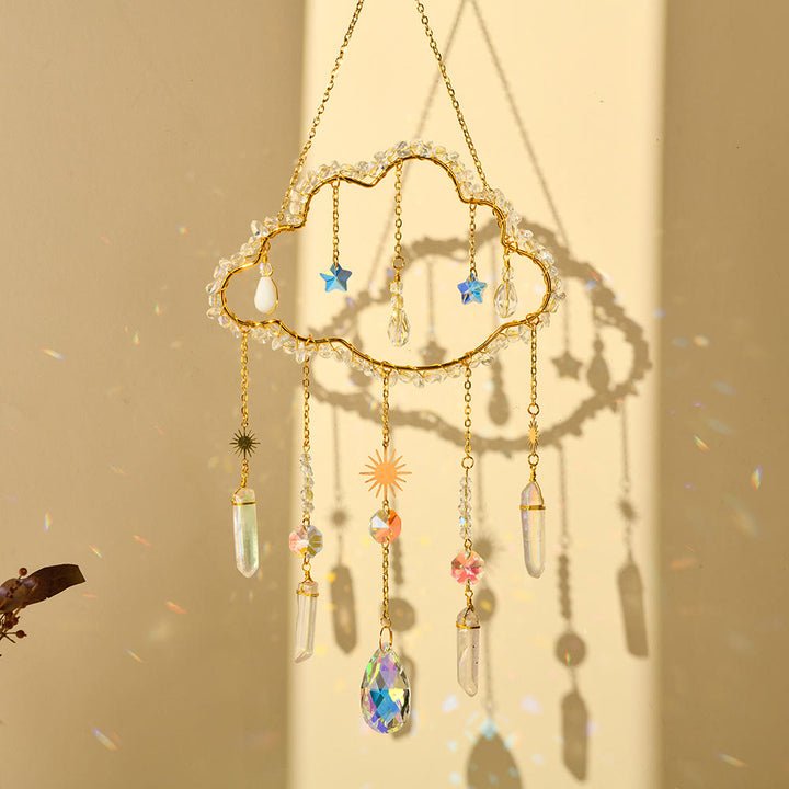 Olivenorma Amethyst Rose Quartz Gravel Cloud Wind Chime - Clear Crystal - image 3