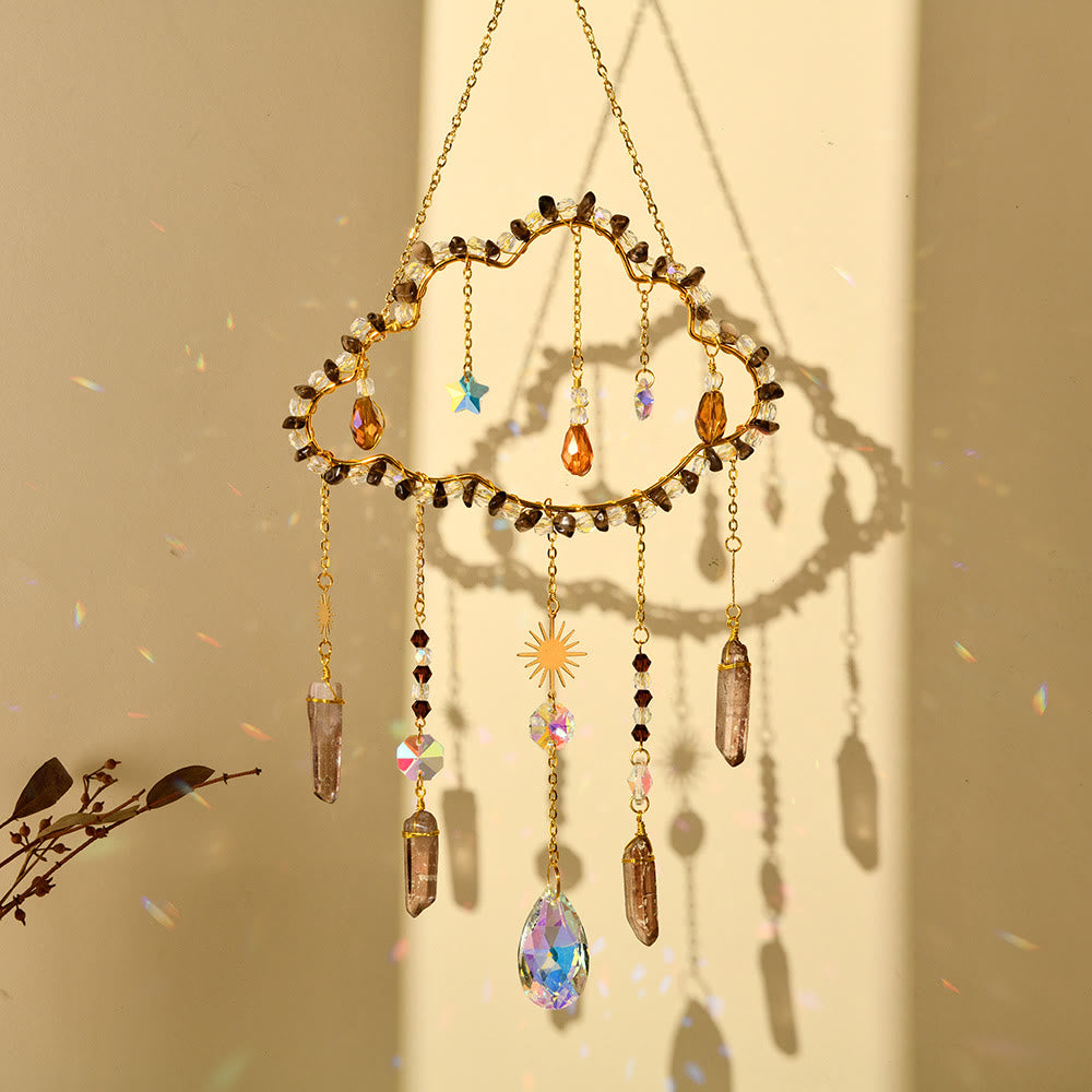 Olivenorma Amethyst Rose Quartz Gravel Cloud Wind Chime - Smoky Quartz - image 15