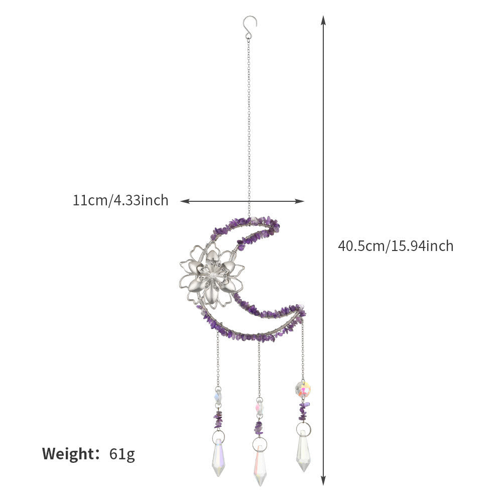Olivenorma Natural Gravel Moon Lotus Wind Chime - image 15