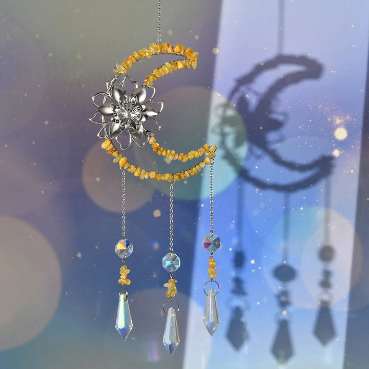 Olivenorma Natural Gravel Moon Lotus Wind Chime - Citrine - image 3
