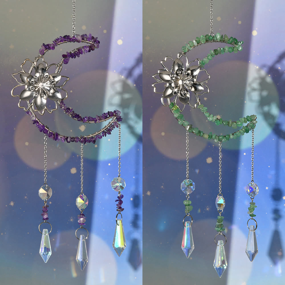 Olivenorma Natural Gravel Moon Lotus Wind Chime - image 16