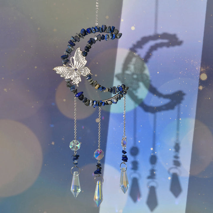 Olivenorma Natural Crystal Moon Butterfly Wind Chime - Lapis Lazuli - image 9