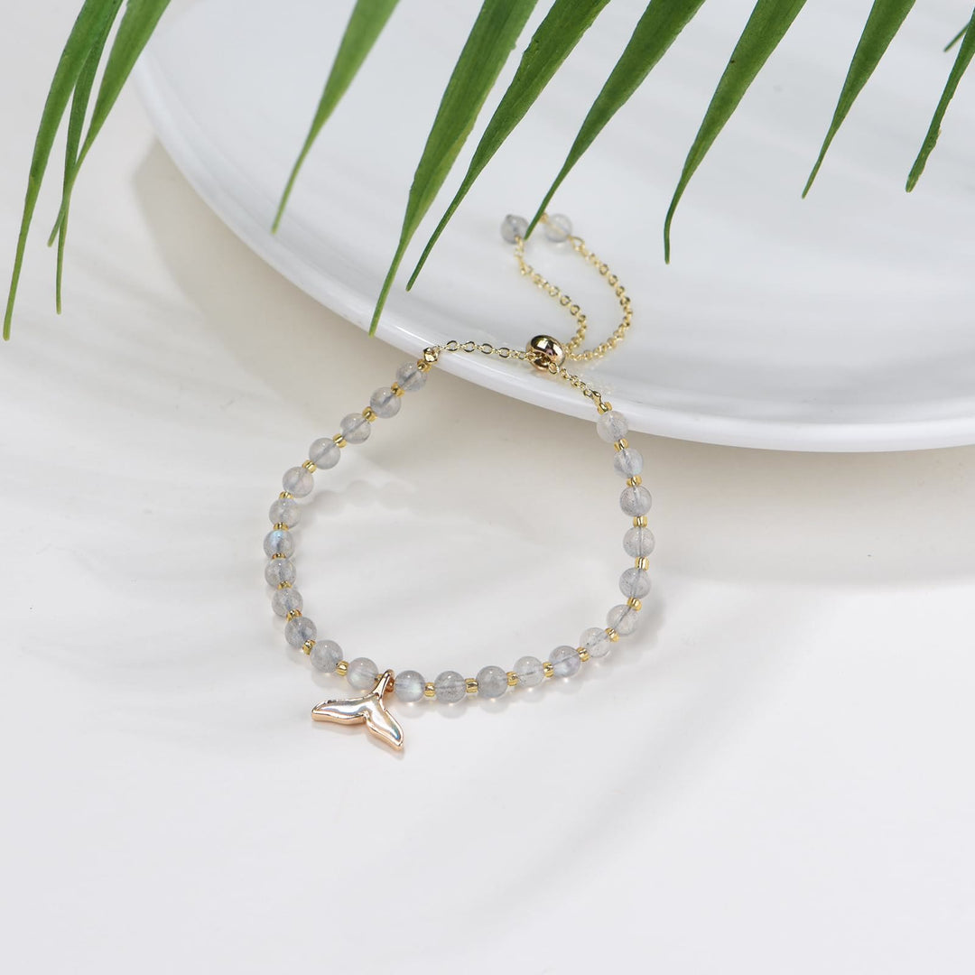 Olivenorma Natural Labradorite Beads Whale Tail Pendant Bracelet - image 4