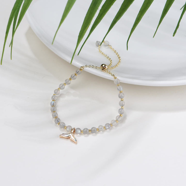 Olivenorma Natural Labradorite Beads Whale Tail Pendant Bracelet - image 4