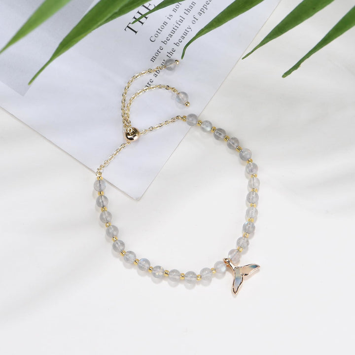 Olivenorma Natural Labradorite Beads Whale Tail Pendant Bracelet - image 5