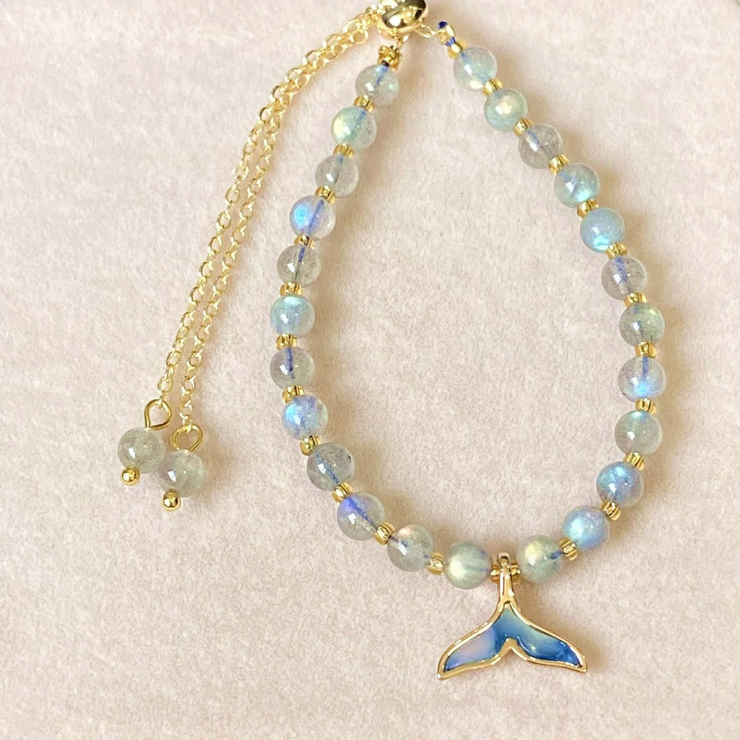 Olivenorma Natural Labradorite Beads Whale Tail Pendant Bracelet - image 3