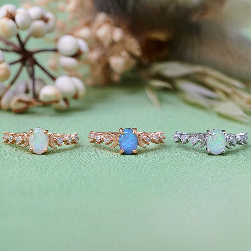 Olivenorma Natural Opal Double Moon Ring - image 0