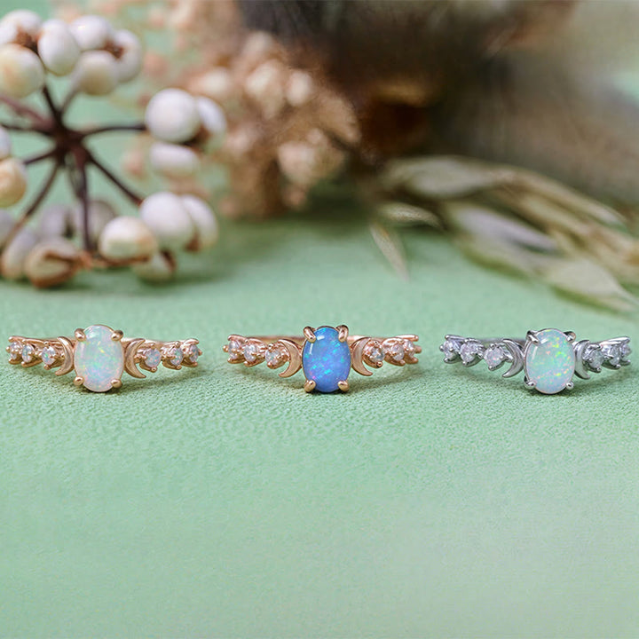 Olivenorma Natural Opal Double Moon Ring - image 0