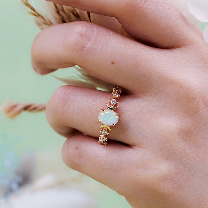 Olivenorma Natural Opal Double Moon Ring - image 9