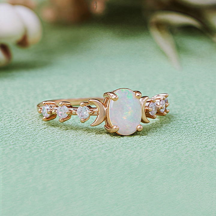 Olivenorma Natural Opal Double Moon Ring - image 13