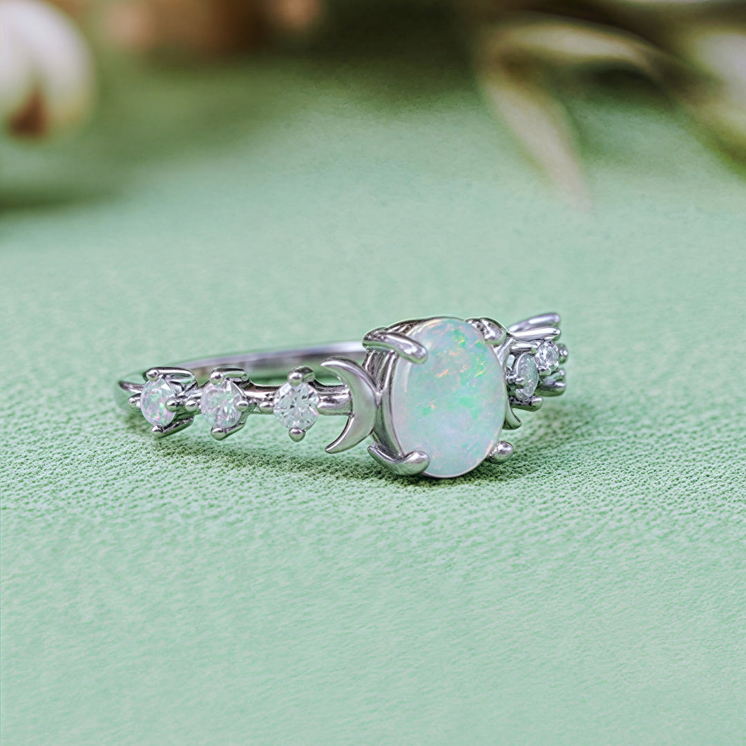 Olivenorma Natural Opal Double Moon Ring - image 6