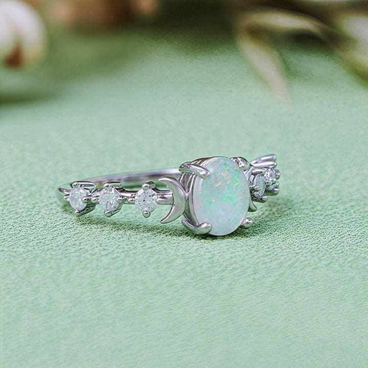 Olivenorma Natural Opal Double Moon Ring - image 6