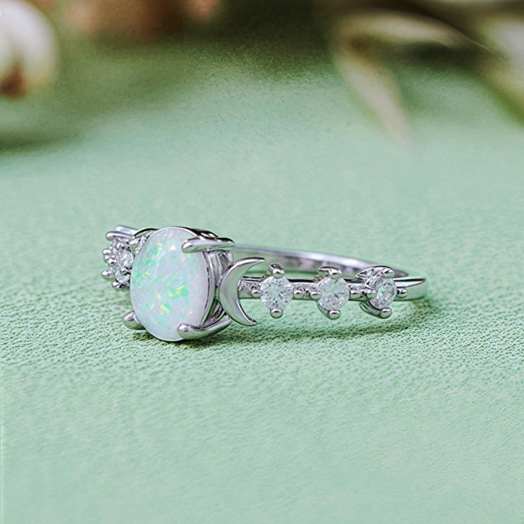 Olivenorma Natural Opal Double Moon Ring - image 5