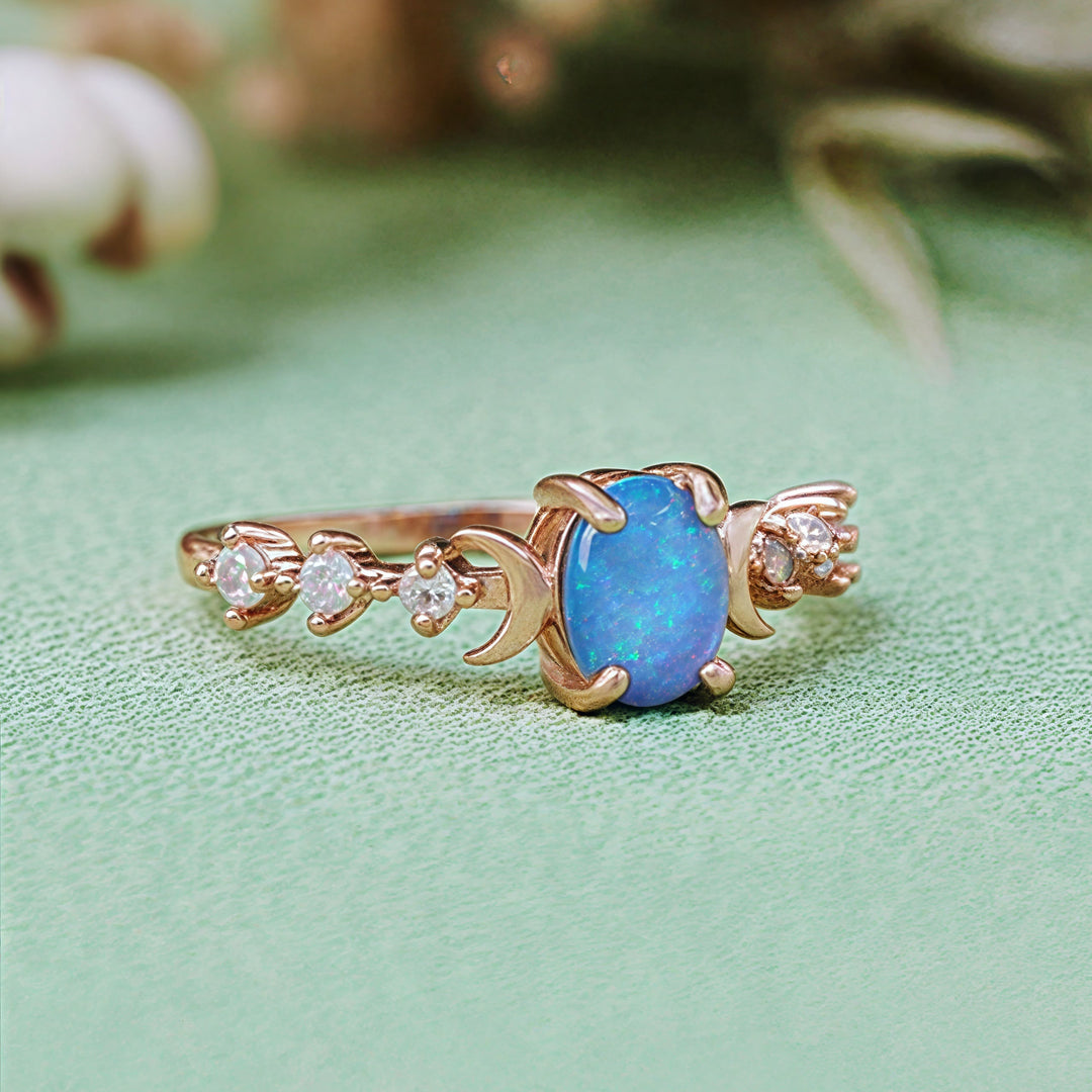 Olivenorma Natural Opal Double Moon Ring - image 19