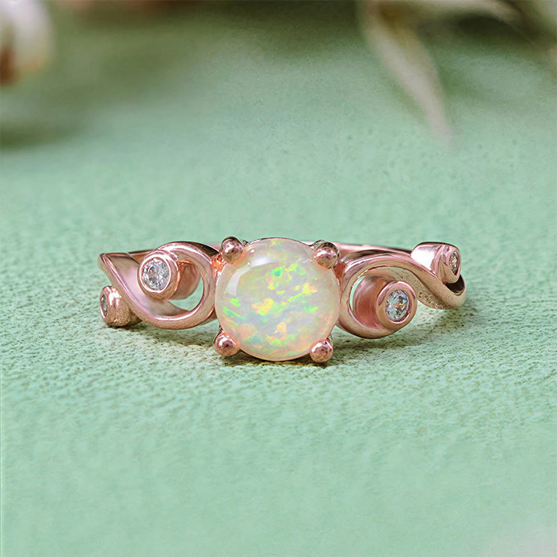 Olivenorma Natural White Purple Opal Vine Ring - White Opal - US 10 - image 1