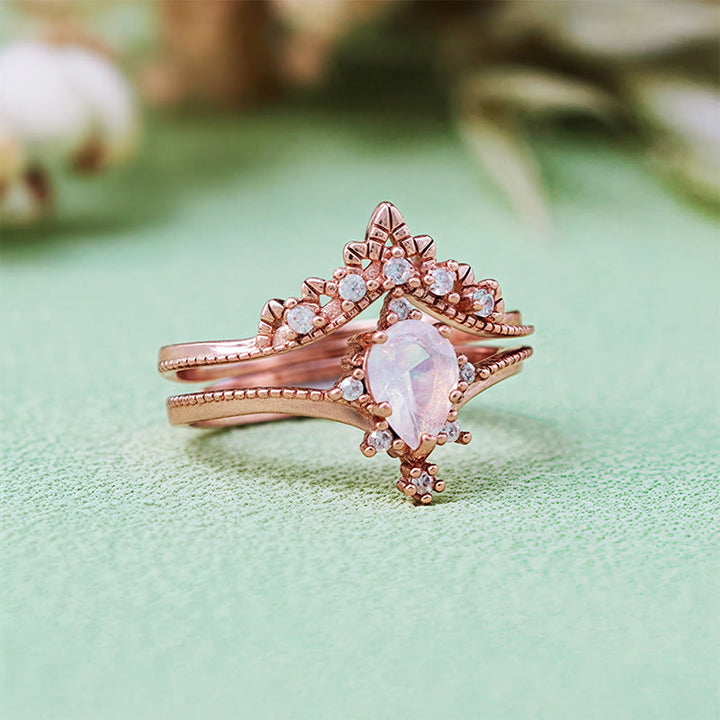 Olivenorma 2Pcs Opalite Simulated Diamond Crown Ring - image 7