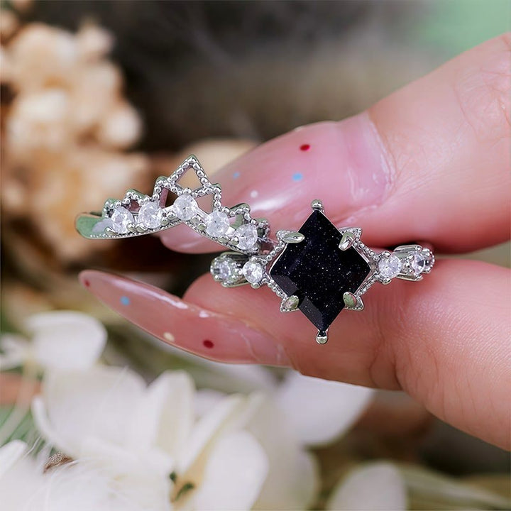 Olivenorma "Princess Crown" 2 Pcs Blue Sandstone Ring Set - image 12