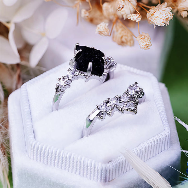 Olivenorma "Princess Crown" 2 Pcs Blue Sandstone Ring Set - image 13