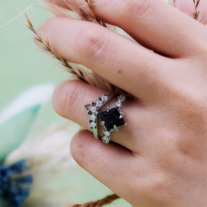 Olivenorma "Princess Crown" 2 Pcs Blue Sandstone Ring Set - image 10