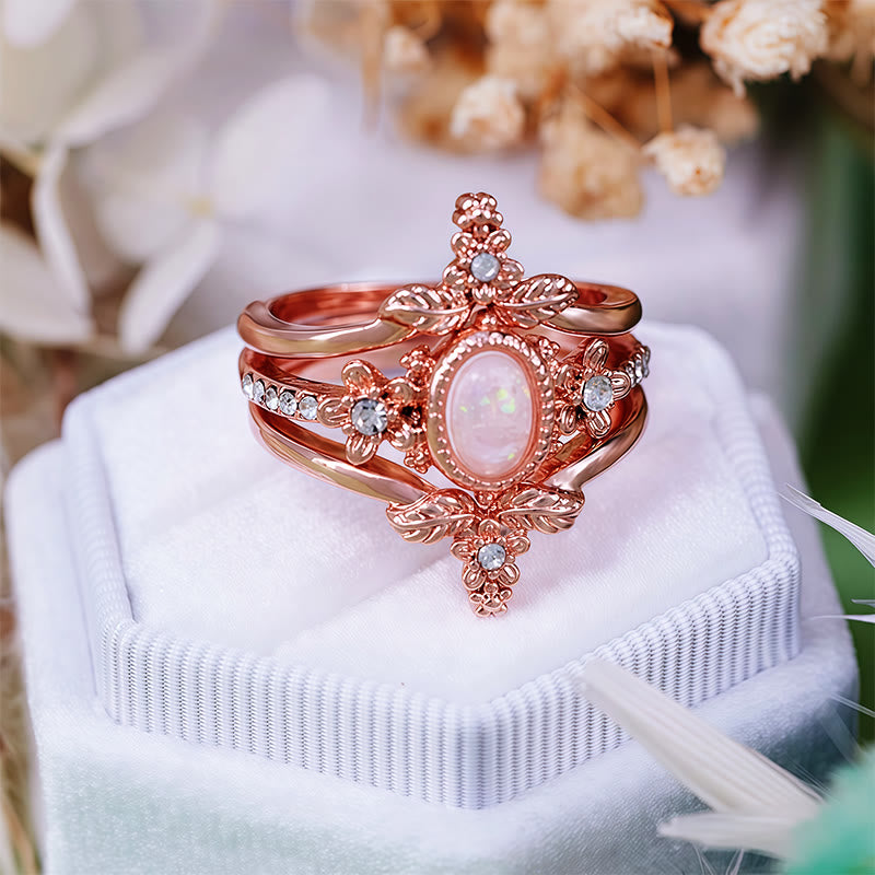 Olivenorma 3Pcs Opal White Zircon Ring Set - image 4