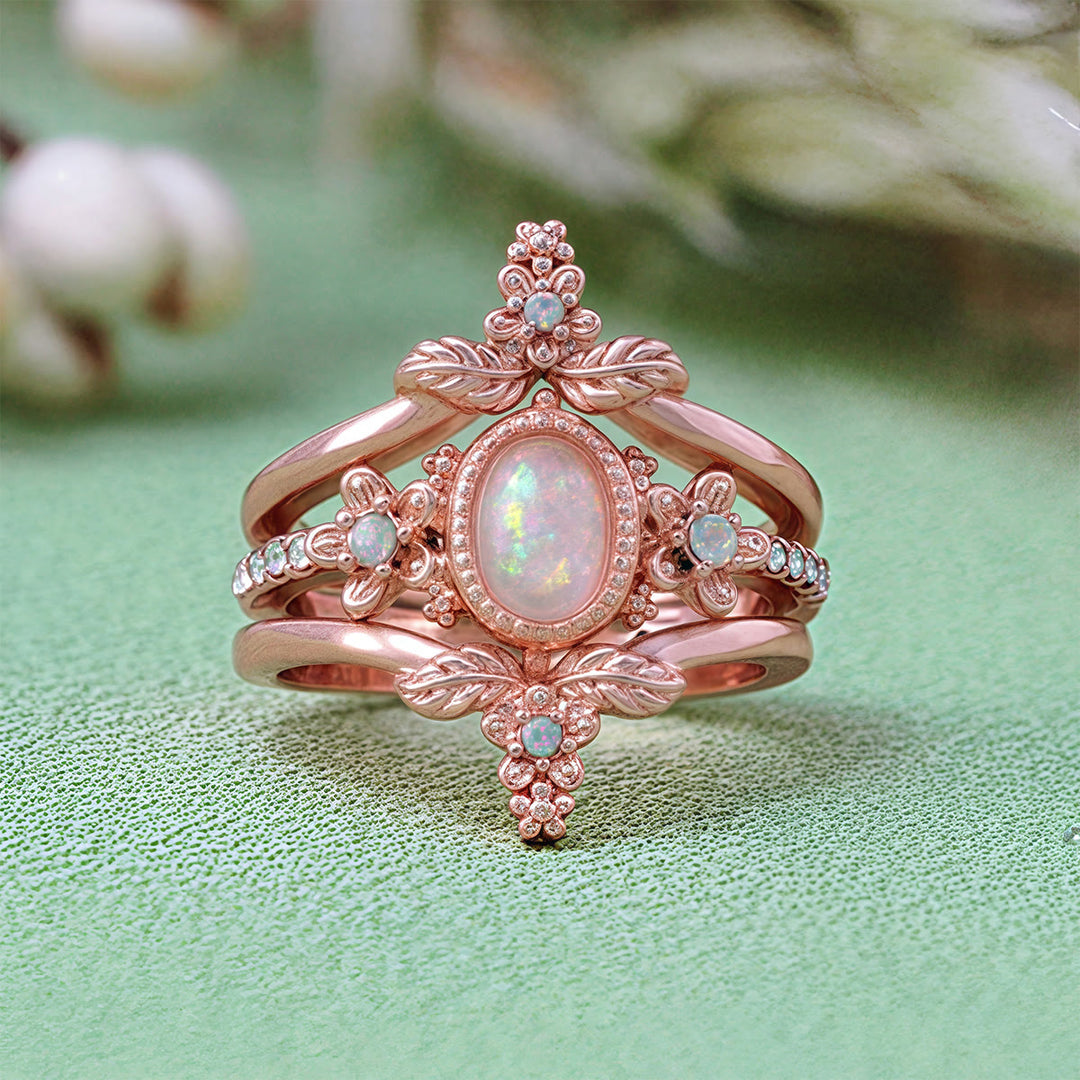 Olivenorma 3Pcs Opal White Zircon Ring Set - US 11 - image 0