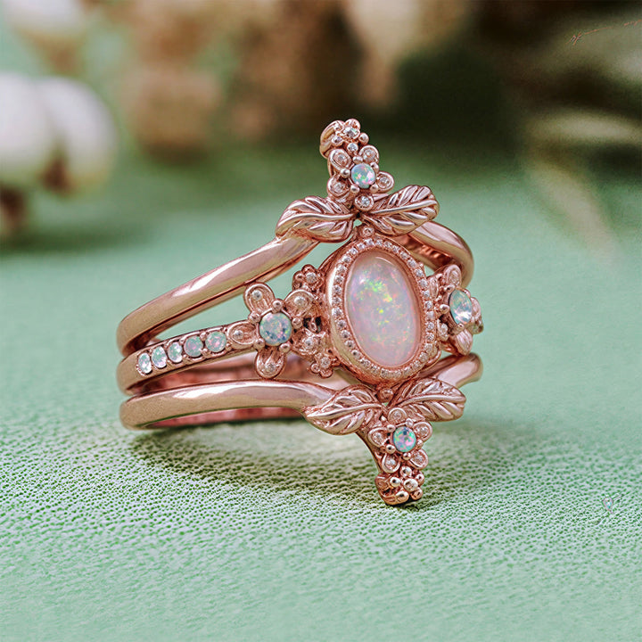 Olivenorma 3Pcs Opal White Zircon Ring Set - image 6