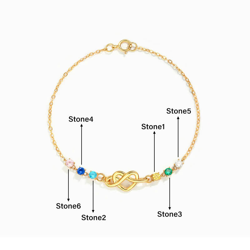 Olivenorma Personalized 1-8 Birthstones Heart Knot Gift Card Bracelet - image 6