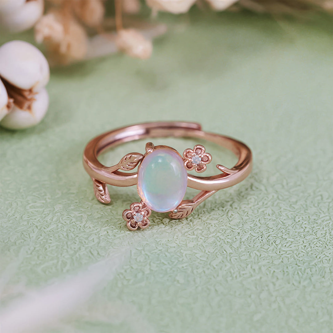 Olivenorma Oval Cut Moonstone Vine Flower Ring - image 4