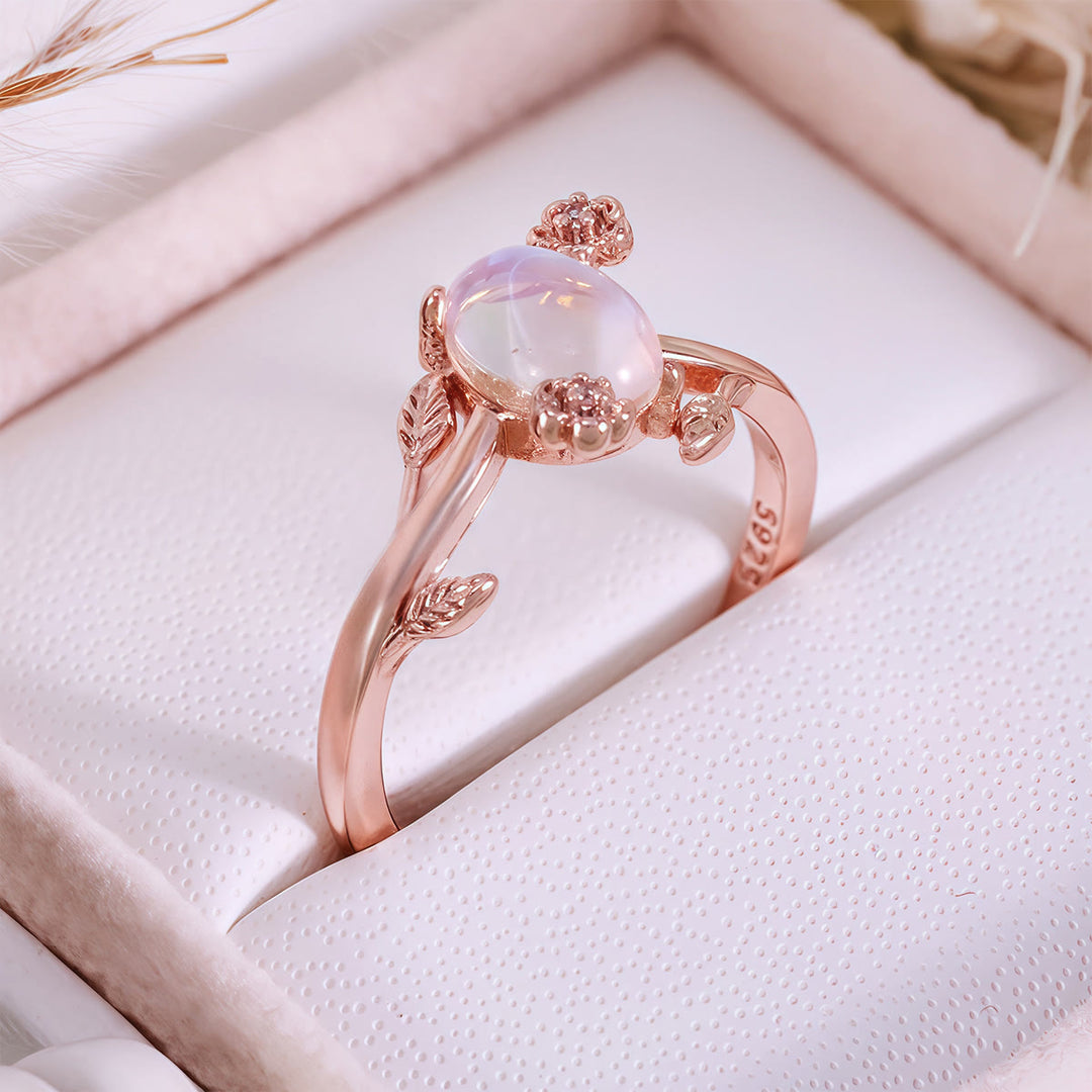 Olivenorma Oval Cut Moonstone Vine Flower Ring - image 6