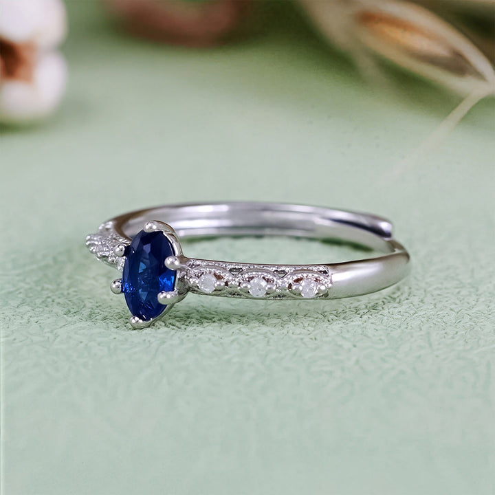Olivenorma Retro Exquisite Oval Cut Sapphire Ring - image 2