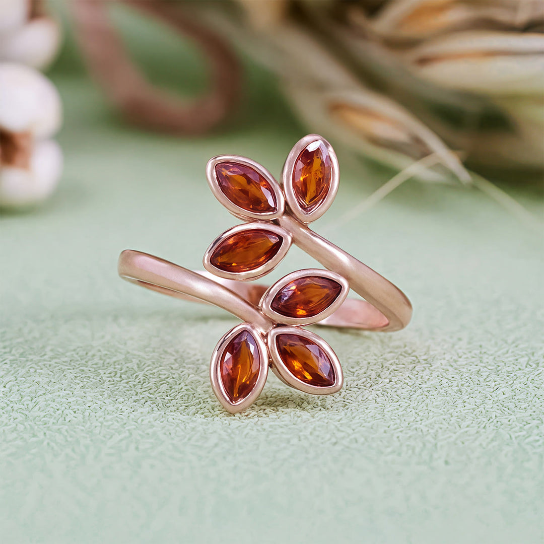 Olivenorma Garnet Leaf Shape Adjustable Ring - Garnet - image 0