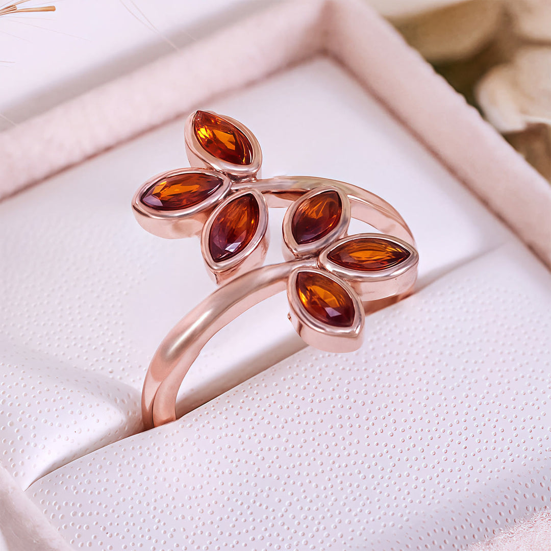 Olivenorma Garnet Leaf Shape Adjustable Ring - image 6