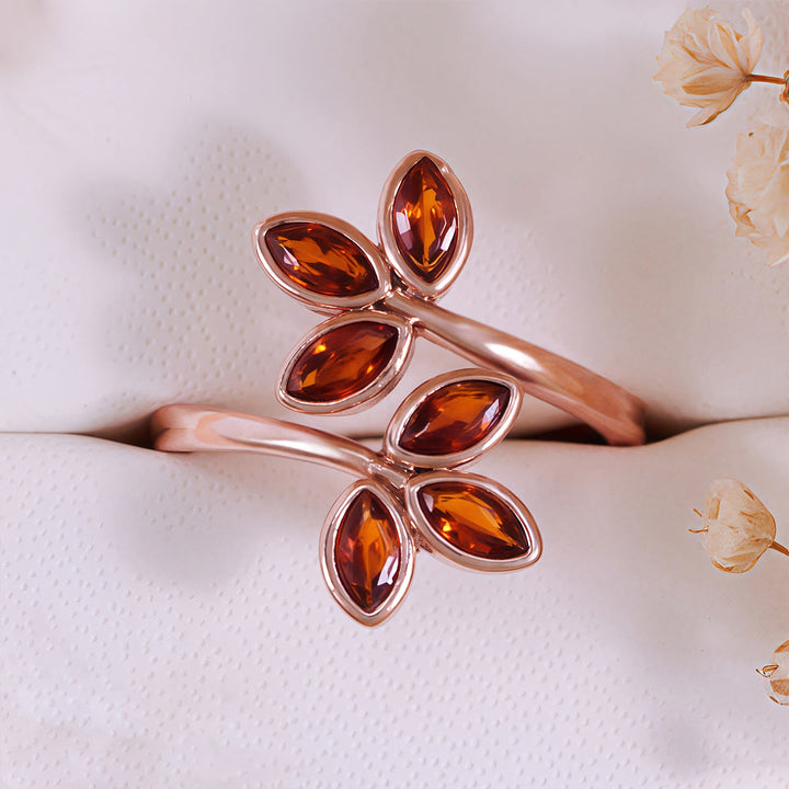 Olivenorma Garnet Leaf Shape Adjustable Ring - image 5