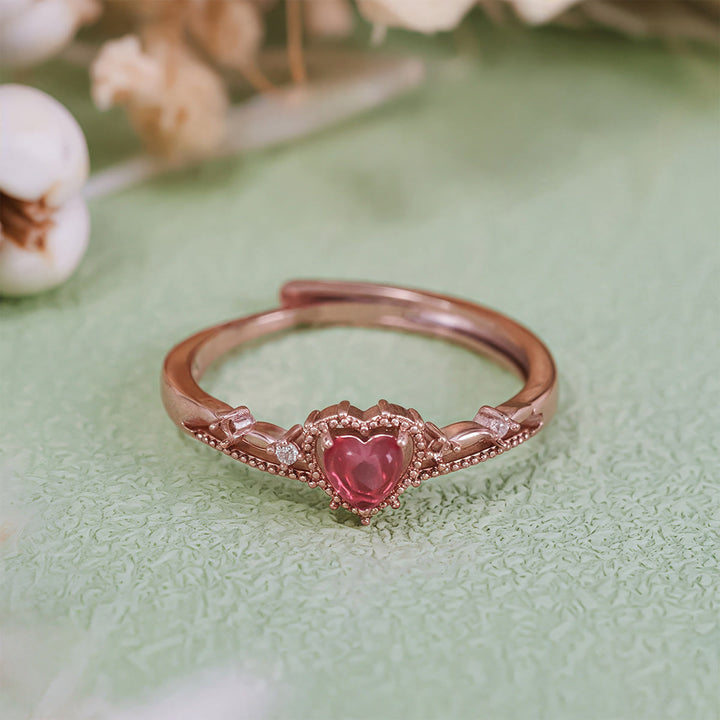 Olivenorma Heart Shaped Garnet Princess Crown Shape Ring - image 4