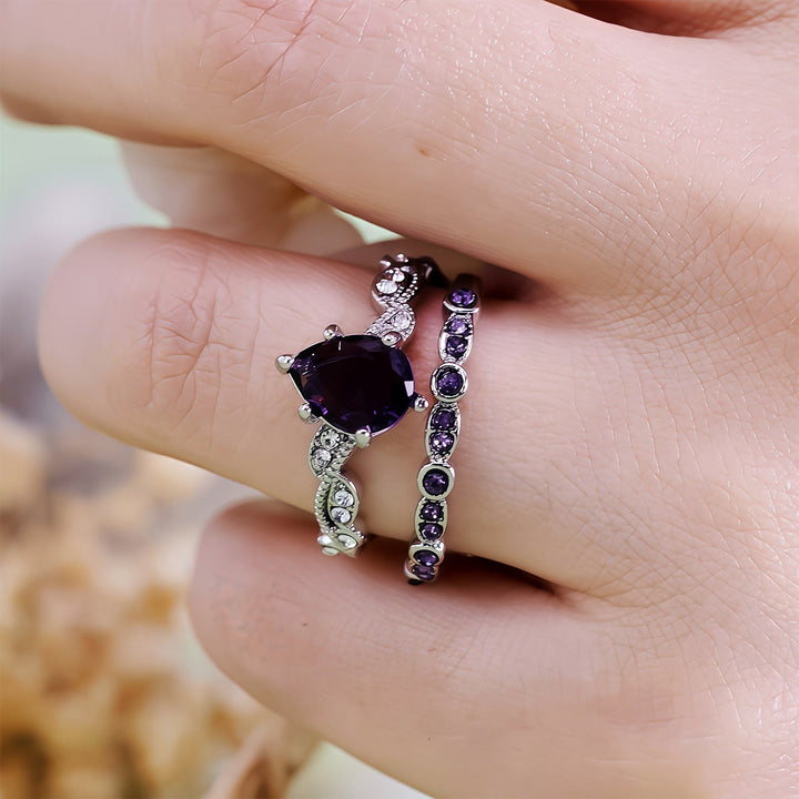 Olivenorma Calming Energy - Water Drop Amethyst Ring Set - image 1